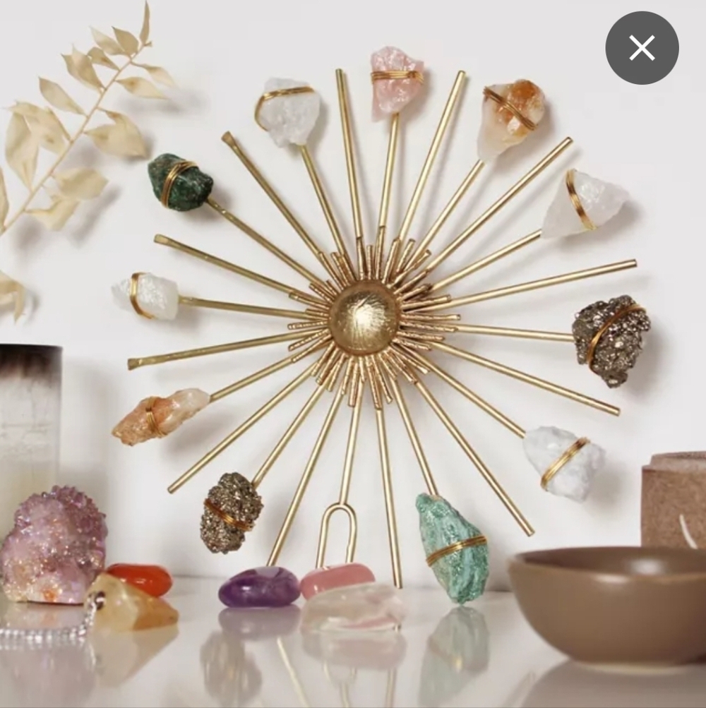 Gold Sunburst Wall Decor with Gemstones - Picture 2 of 5